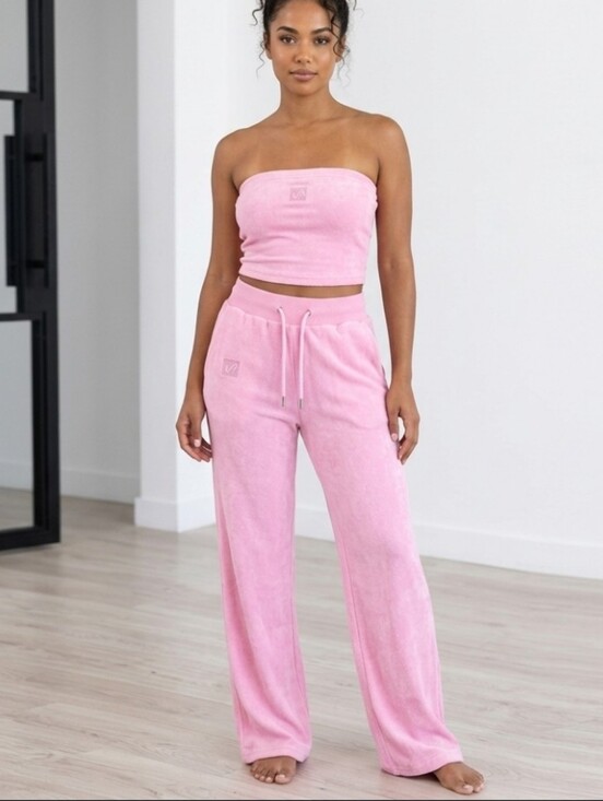 Waydamin Pants - Waydamin Terry Cloth Matching Set NWT Crop Top Pants Jayda Cheaves XS S